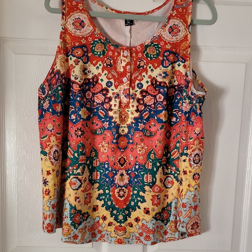 Colorful Patterned Sleeveless Top